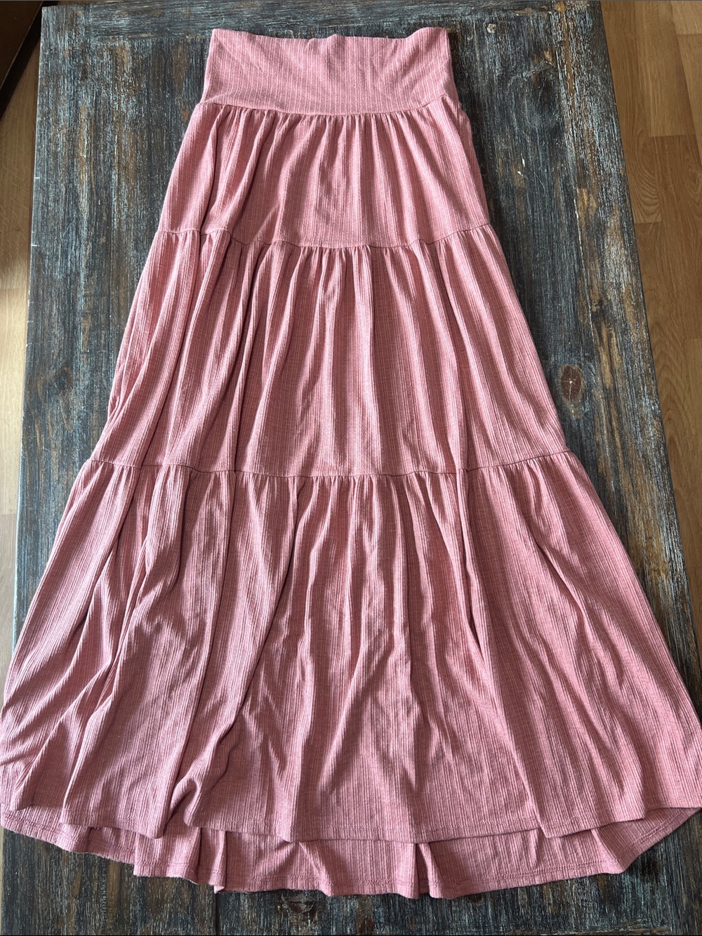 Ces Femme Dusty Pink Tiered Maxi Skirt